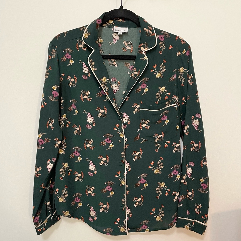 Heartloom Ariella Top in Forest Green Floral